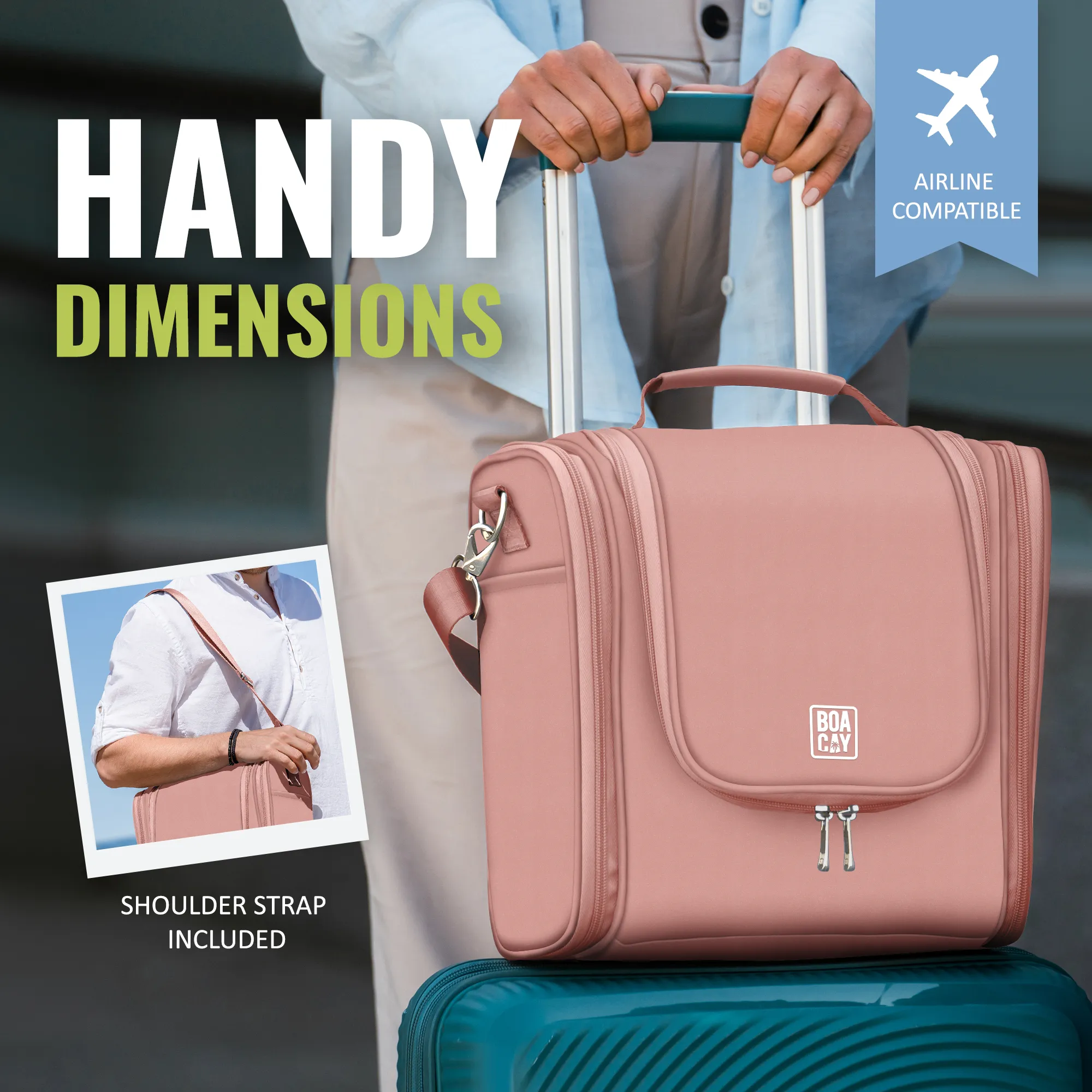 Extra-Large Collapsible Hanging Toiletry Bag - Dusty Rose