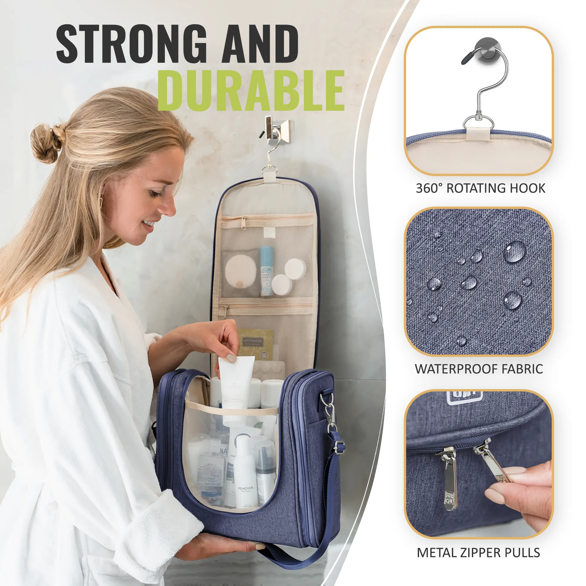 Extra-Large Collapsible Hanging Toiletry Bag - Violet Blue