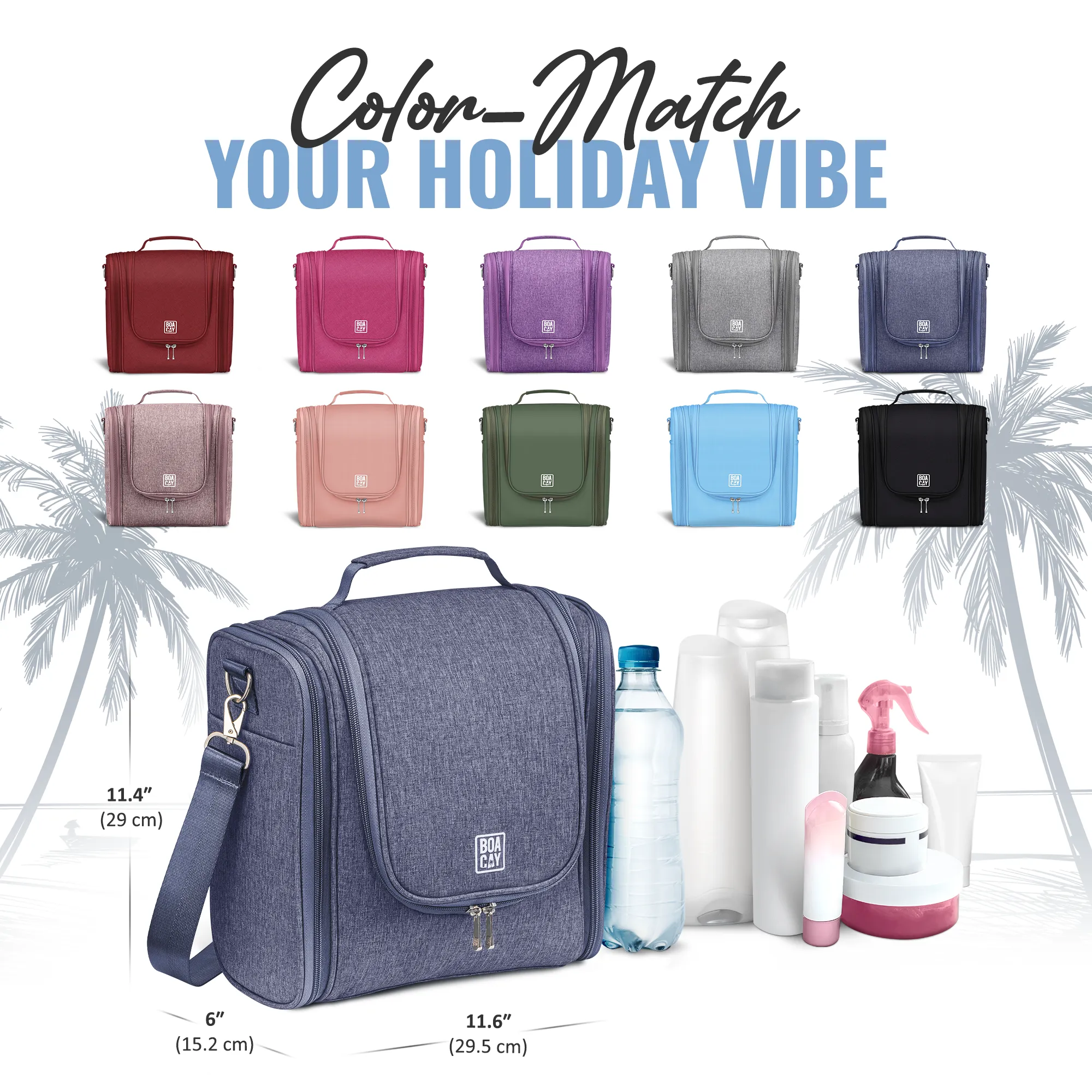 Extra-Large Collapsible Hanging Toiletry Bag - Violet Blue
