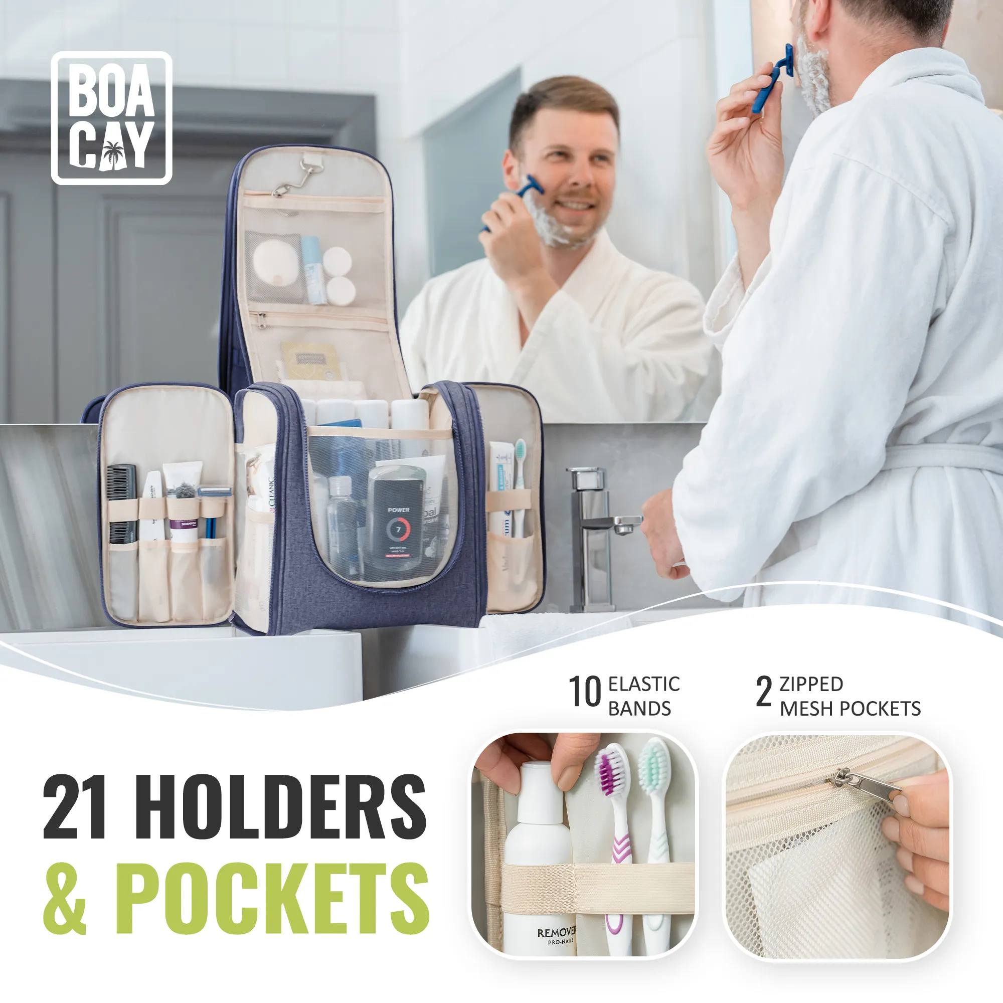 Extra-Large Collapsible Hanging Toiletry Bag - Violet Blue