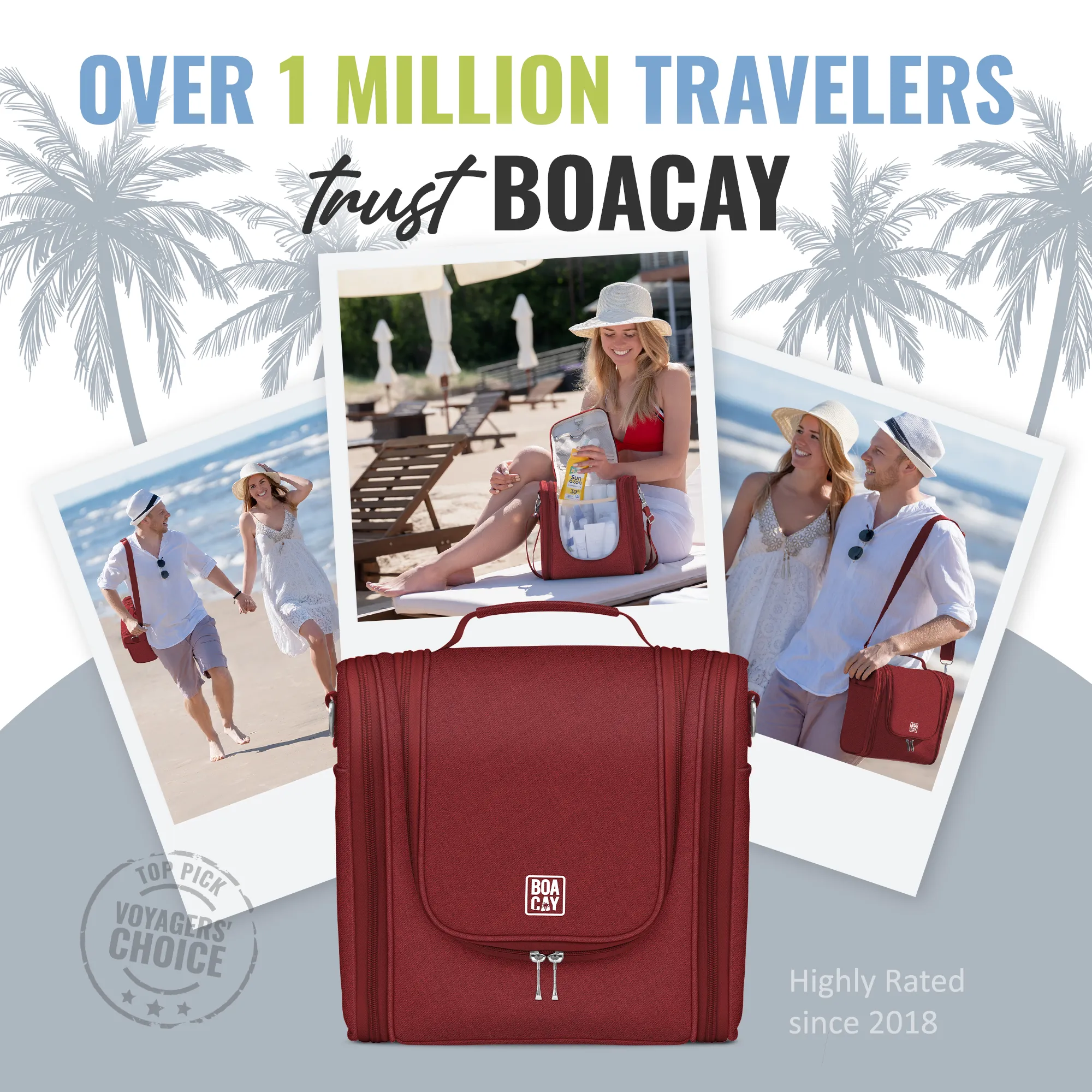 Extra-Large Collapsible Hanging Toiletry Bag - Wine Red