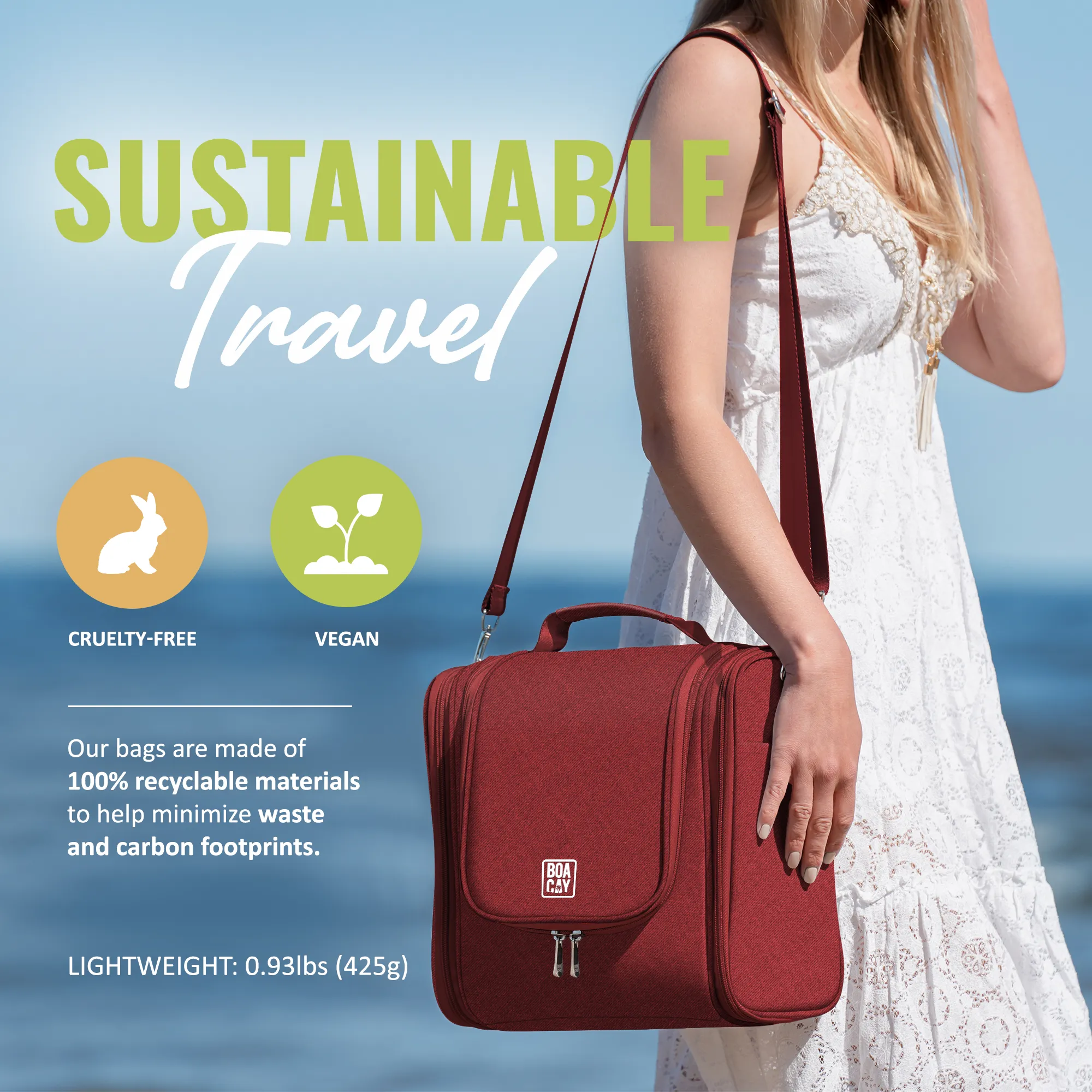 Extra-Large Collapsible Hanging Toiletry Bag - Wine Red