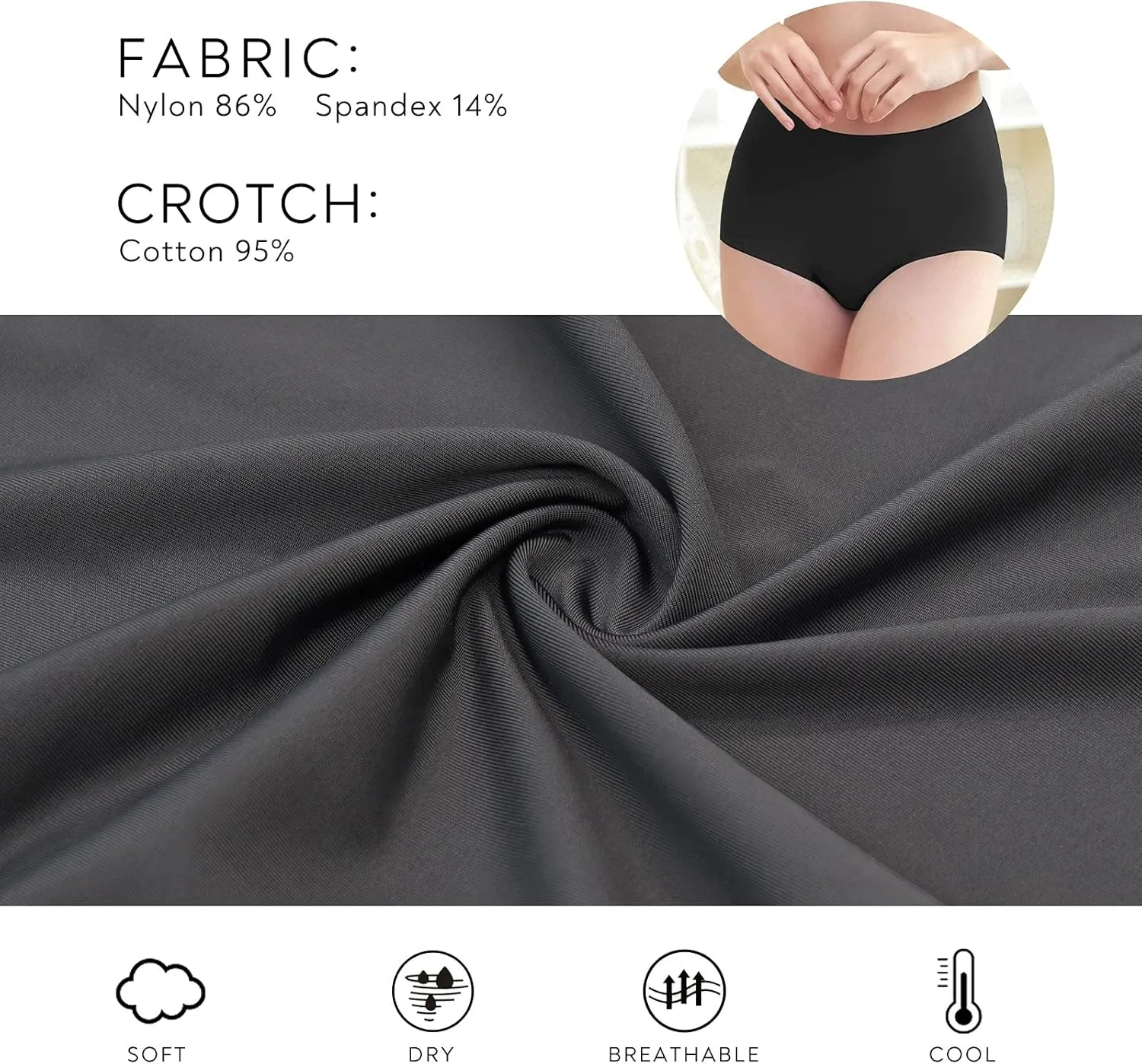 FallSweet No Show High Waist Briefs Underwear for Women Seamless Panties Multi Pack