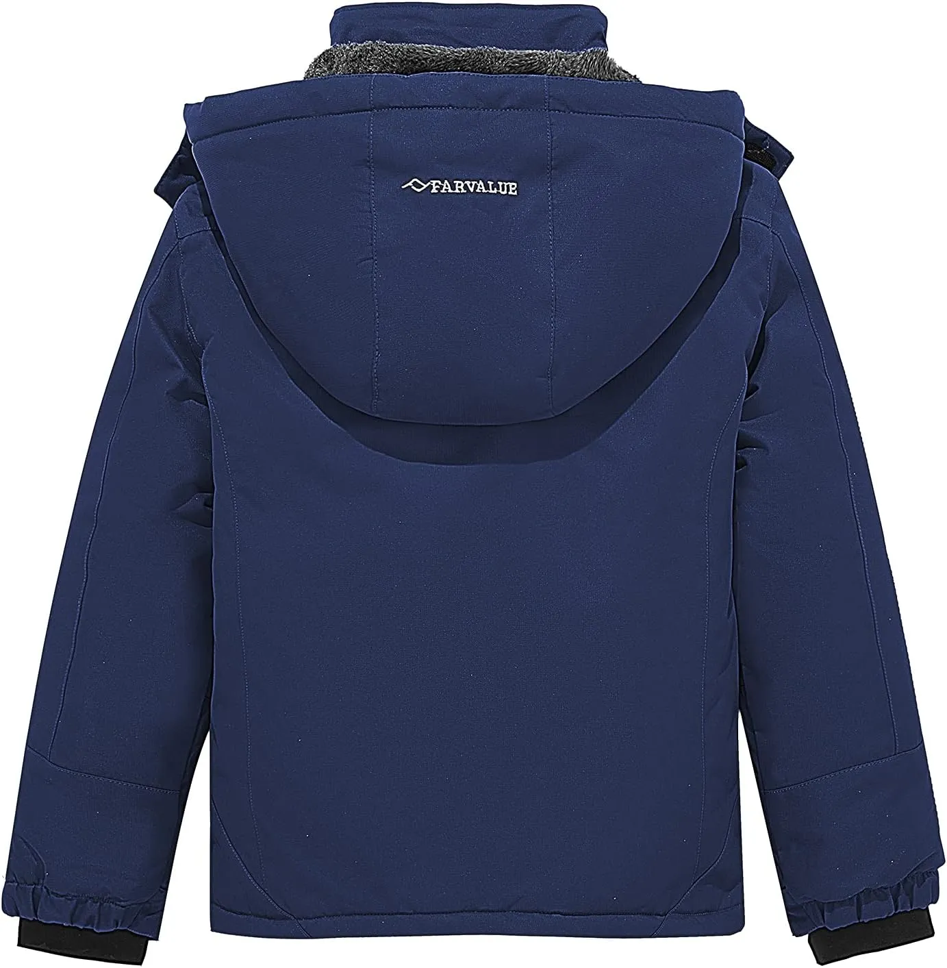 FARVALUE Boys Waterproof Ski Jacket Windproof Winter Coat Warm Snow Coat Outdoor Raincoats with Removable Hood