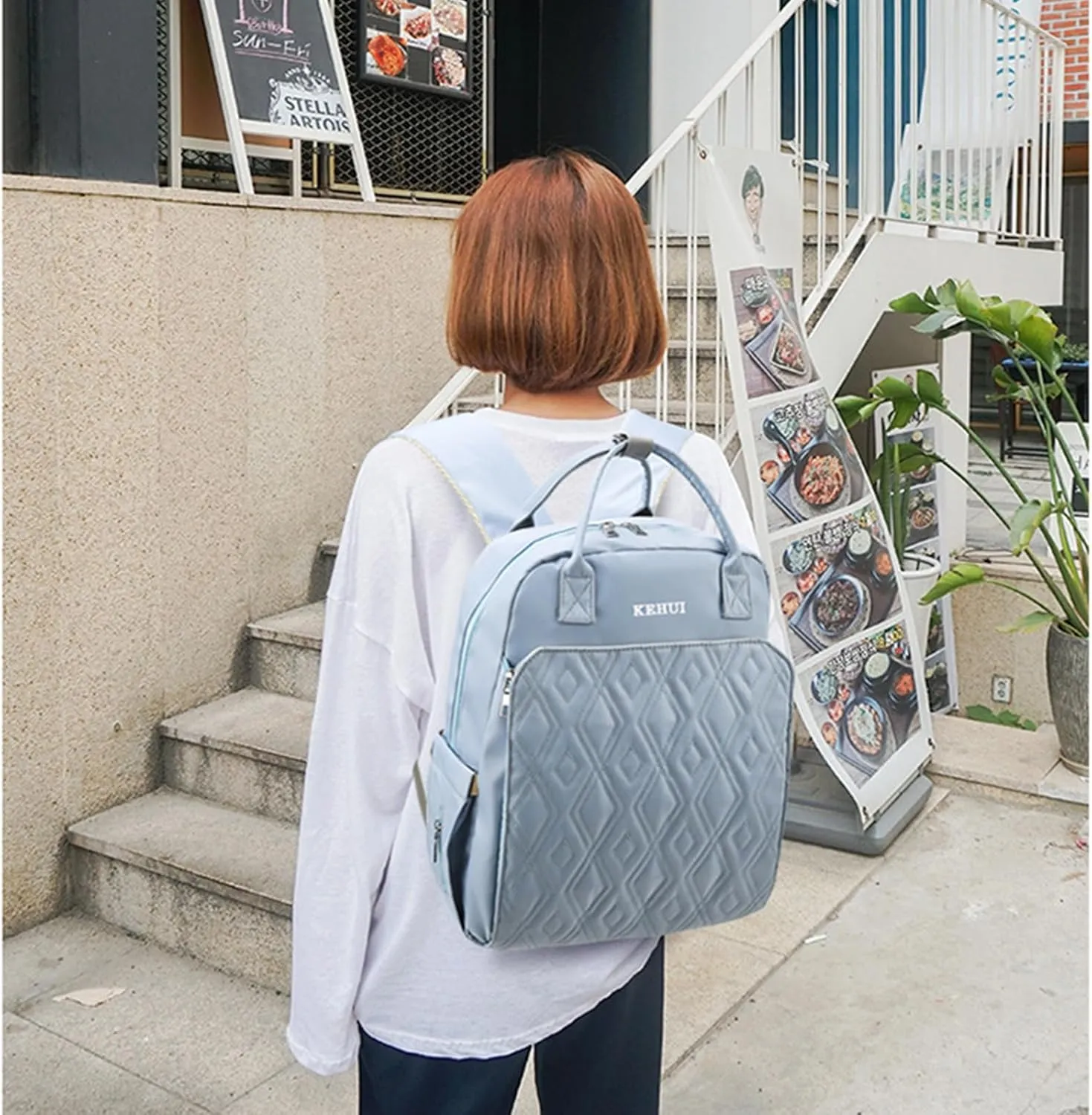 Fashion Diaper Backpack Waterproof Mommy Bag, Large Capacity Diaper Bag Travel Multi-functional Backpack Baby Boy Girl (Blue 3)