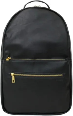 FAWN DESIGN Diaper Bag Backpack with Changing Pad, Faux Leather Black Backpack Diaper Bag with 4 Interior and 2 Exterior Pockets, Padded and Adjustable Straps for All Day Comfort, 15.5x11x5 inches