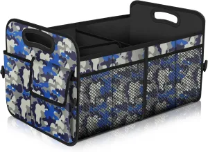 Femuar Car Trunk Organizer with 72L Large Capacity Waterproof Collapsible and 11 Pockets, Trunk Organizer for Car SUV/Jeep/Sedan, Large Size, Blue Camouflage