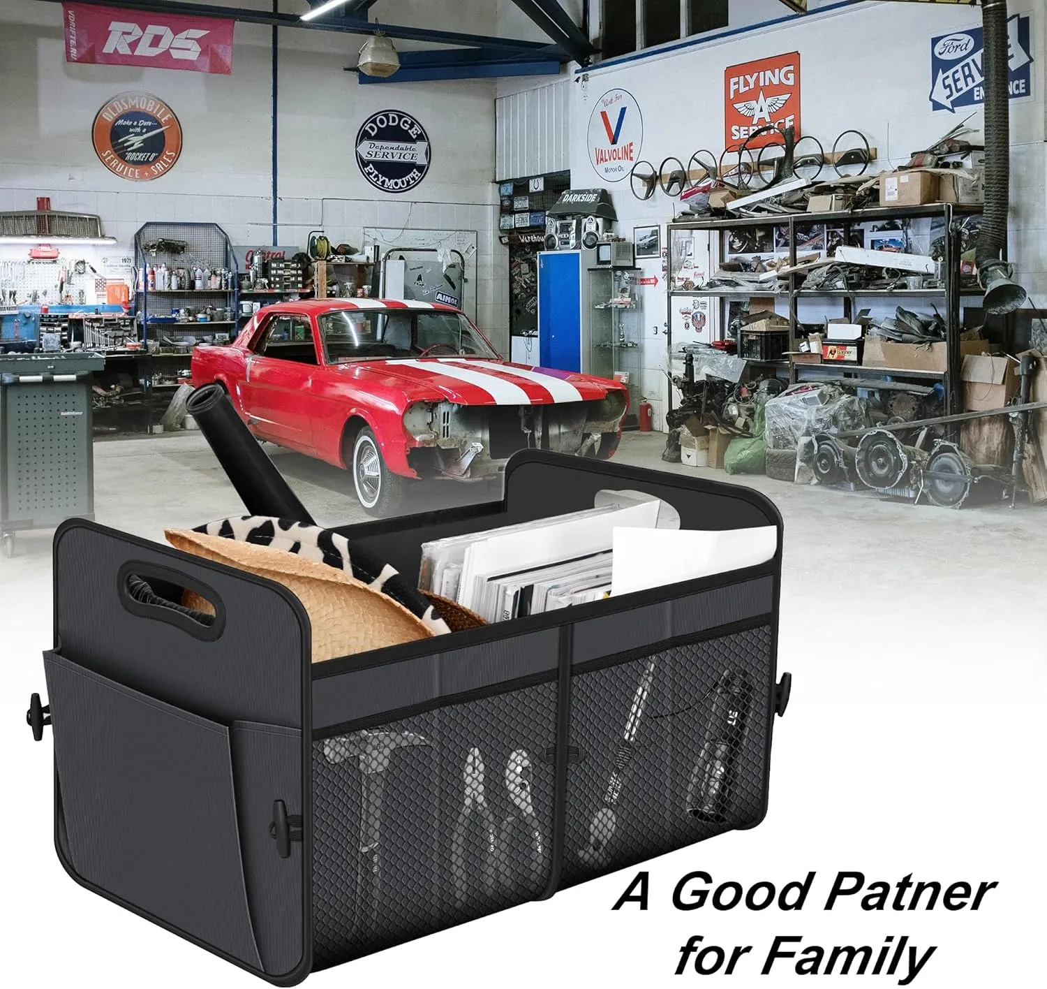 Femuar Car Trunk Organizer with 72L Large Capacity Waterproof Collapsible and 11 Pockets, Trunk Organizer for Car SUV/Jeep/Sedan, Large Size, Grey