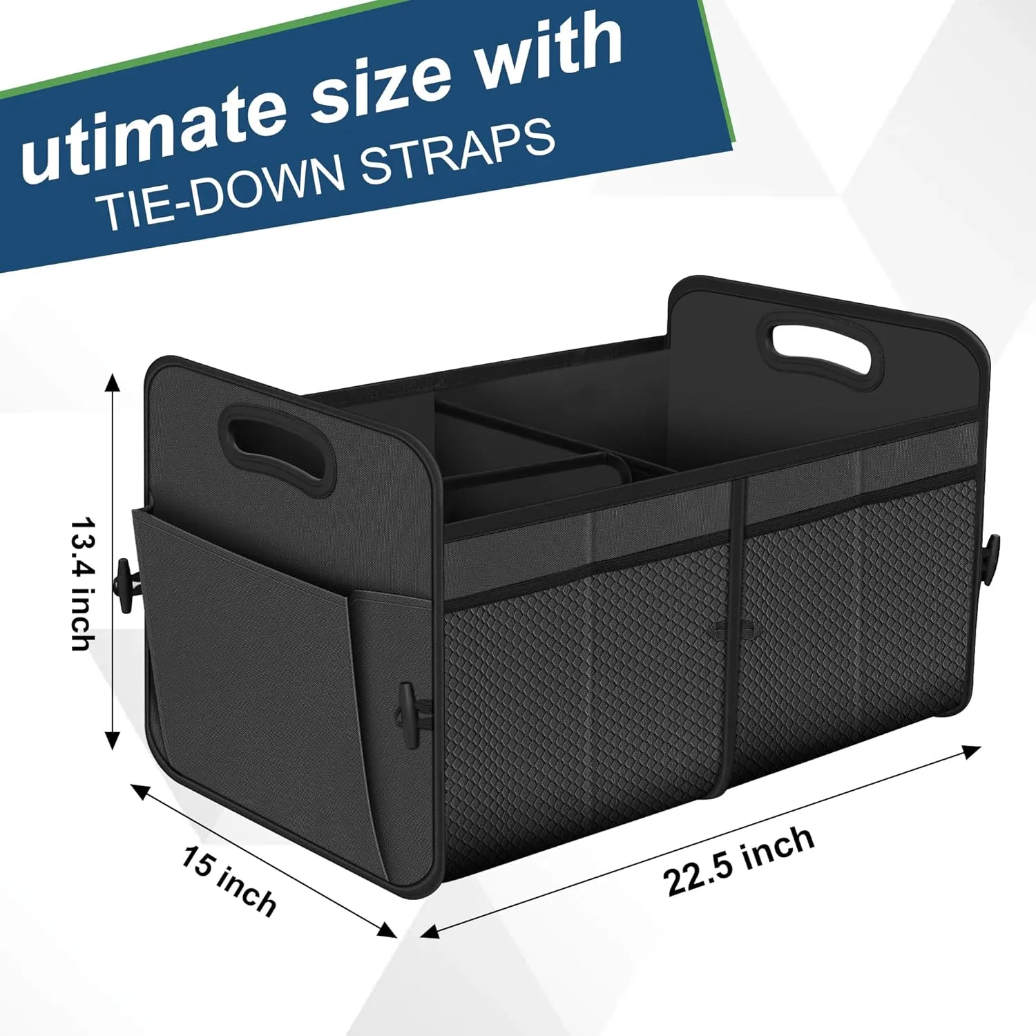 Femuar Car Trunk Organizer with 72L Large Capacity Waterproof Collapsible and 11 Pockets, Trunk Organizer for Car SUV/Jeep/Sedan, Large Size, Grey