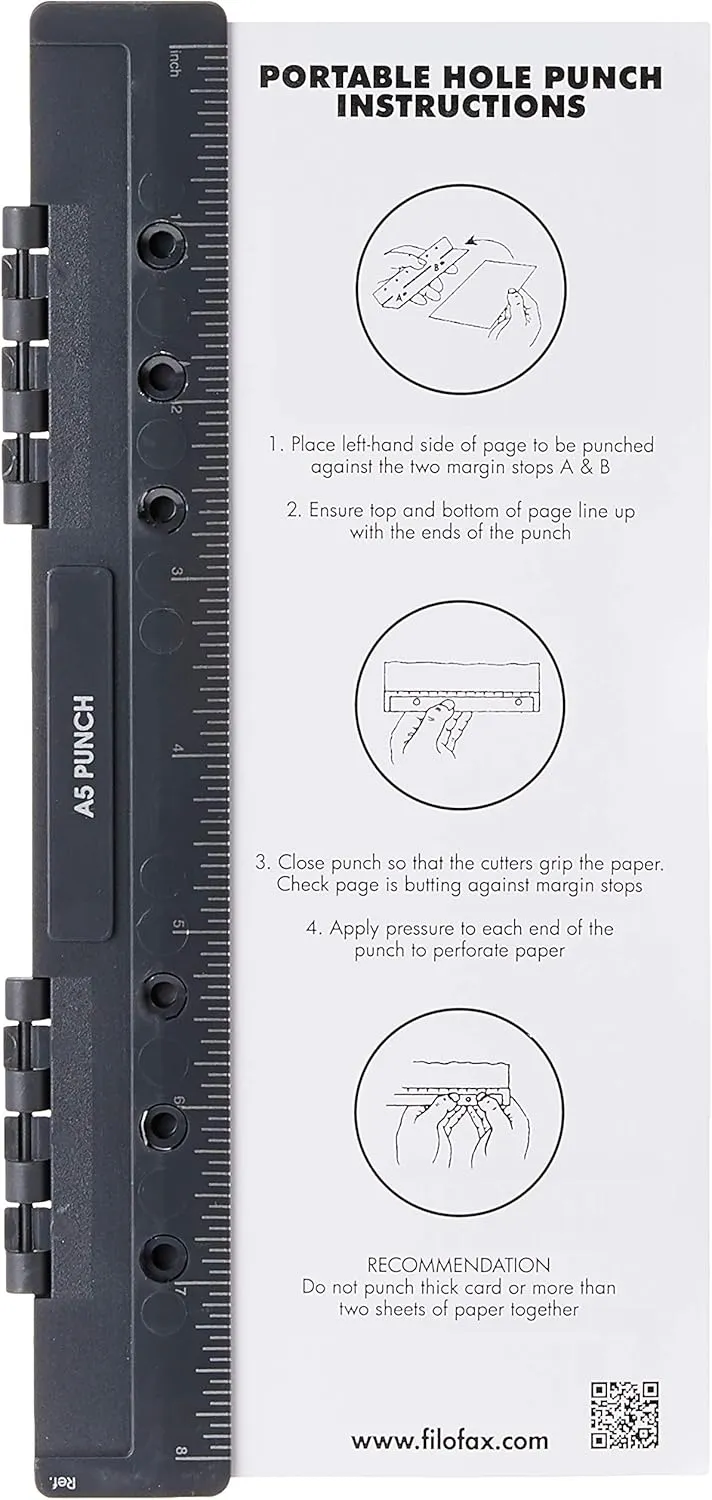 Filofax A5 Portable Hole Punch (B340119), Black