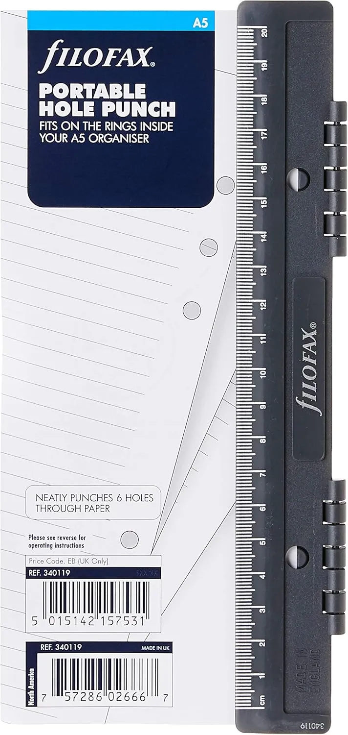 Filofax A5 Portable Hole Punch (B340119), Black