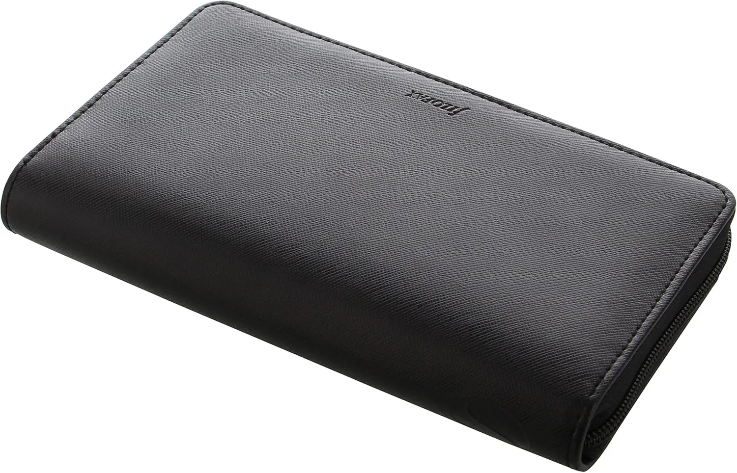 Filofax Saffiano Zip Organizer, Personal Compact Size, Black - Cross-Grain, Leather-Look, Six Rings, Week-to-View Calendar Diary, Multilingual, 2025 (C028775-25)