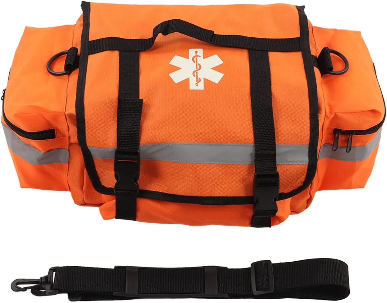 First Aid Filled Large Medic First Responder EMT Trauma Bag, Large EMT First Responder Trauma Medical Bag, Empty Medical Elite Trauma Bag, Trauma Bag Orange Portable Large