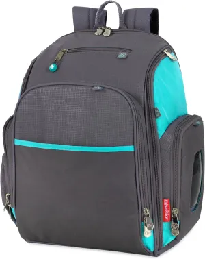 Fisher-Price Large Multi-Pocket Multifunction Kaden Baby Diaper Bag Backpack for Infant Boys & Girls (Aqua)
