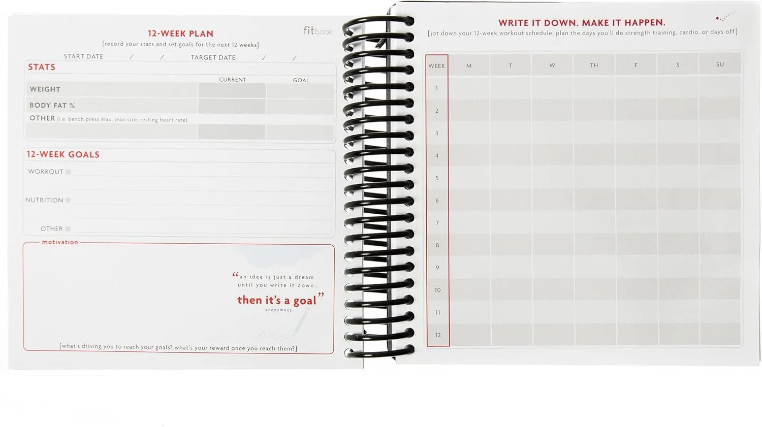 Fitlosophy Fitbook: 12 Week Fitness Journal and Planner for Workouts, Weight Loss and Exercise