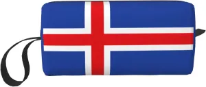 Flag of Iceland print Large Capacity Travel Makeup Case Organizer Makeup Bag Portable Cosmetic Bag For Women