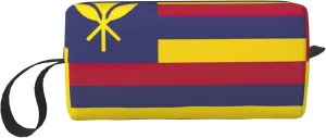 Flag of the Kingdom of Hawaii print Multi-Purpose Cosmetic Bag with Zipper Canvas Makeup Bag, Travel Toiletry Pouch, Pencil Bag