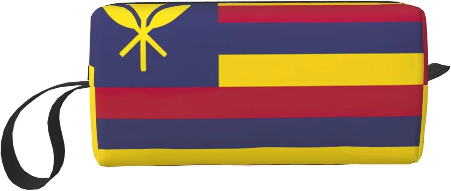Flag of the Kingdom of Hawaii print Multi-Purpose Cosmetic Bag with Zipper Canvas Makeup Bag, Travel Toiletry Pouch, Pencil Bag