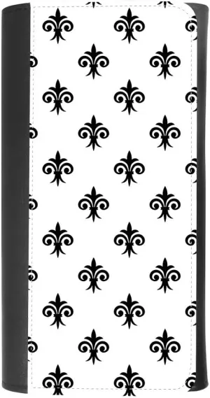 (Fleur de lys Pattern) women's Patterned Leather Buckle Trifold Wallet Bag Pouch Holster With Credit Card Holder insurance for smartphones