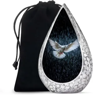 Flying Dove Decorative Urns for Adult Male and Female - Raining Large Drop Funeral Urns for Adult Ashes Women and Men - Memorial Cremation Urns for Ashes - Holds 200 Cubic, 10 Inch