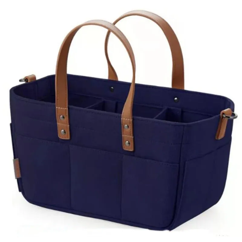 Foldable Baby Diaper Caddy with Leather Handles & Dividers
