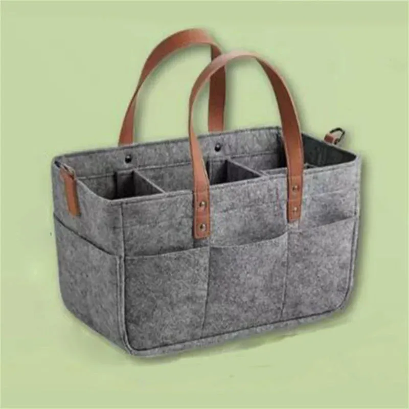 Foldable Baby Diaper Caddy with Leather Handles & Dividers