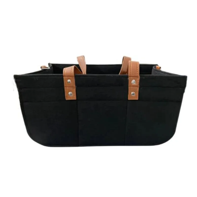 Foldable Baby Diaper Caddy with Leather Handles & Dividers
