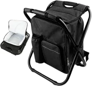 Foldable Outdoor Chairs - Camping Chair Backpack | Folding Lawn Chairs, Backpack Cooler Bag Camping Recliner for Hiking Travel Beach Park Festival Lawn Picnic Backyard Porch Fishing Balcony Garden