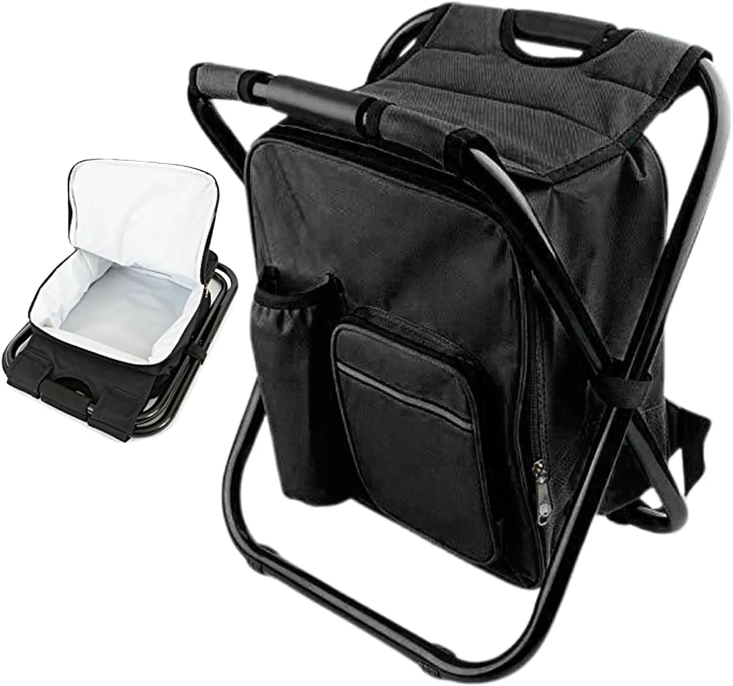Foldable Outdoor Chairs - Camping Chair Backpack | Folding Lawn Chairs, Backpack Cooler Bag Camping Recliner for Hiking Travel Beach Park Festival Lawn Picnic Backyard Porch Fishing Balcony Garden