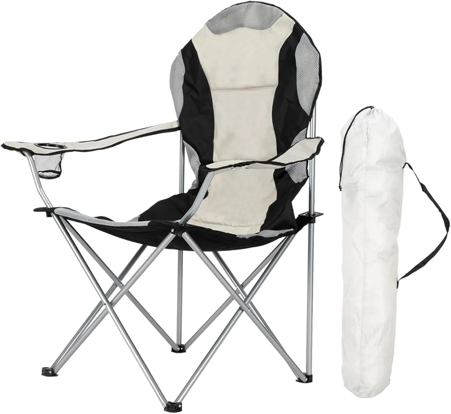 Folding Camping Chairs for Adults Fold Up Camp Chairs Lawn Chair with Cup Holder and Outside Bag,Lightweight Portable Outdoor Chair for Beach Patio Hiking Fishing Spectator,330 Lbs Load Capacity,Black