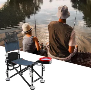 Folding Fishing Chair with 21cm Adjustable Backrest, 13 Gear Rise and Fall Positions, and Rod Holder. Suitable for Camping, Fishing, Or Leisure Activities with A Maximum Load Capacity of