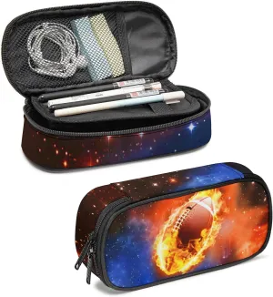 Football Pencil Case, Cool Pencil Box for Boys Girls Kids, Large Capacity Pencil Pen Bag with Zipper, Multifunction Pencil Pouch for School Student Teen