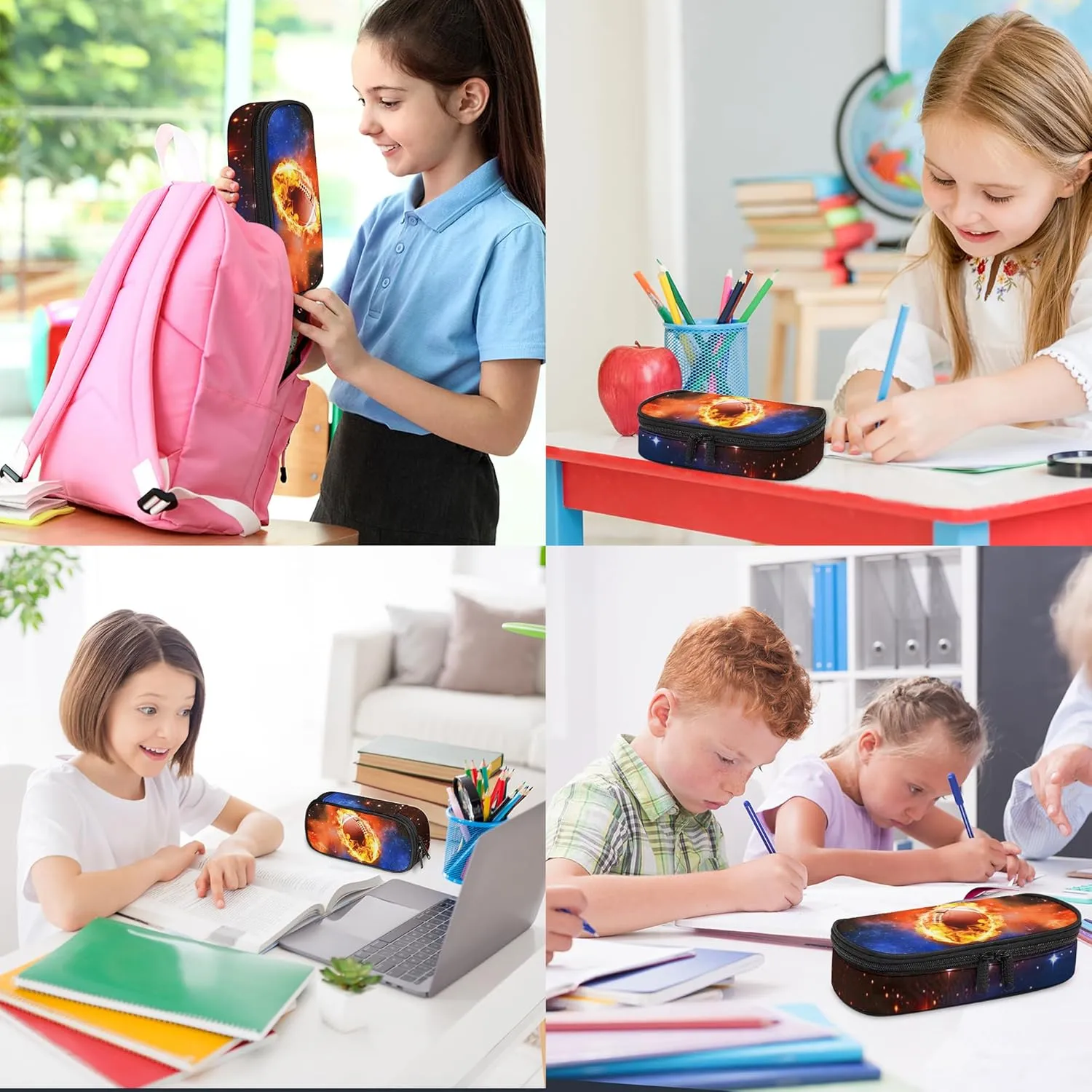 Football Pencil Case, Cool Pencil Box for Boys Girls Kids, Large Capacity Pencil Pen Bag with Zipper, Multifunction Pencil Pouch for School Student Teen