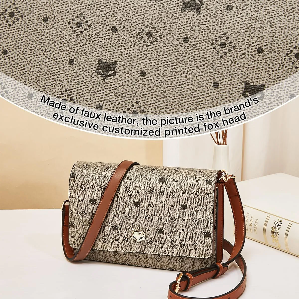 FOXLOVER Small Crossbody Bag for Women PVC Leather Cell Phone Holder Credit Card Slot Shoulder Bag Purse Lightweight Handbags