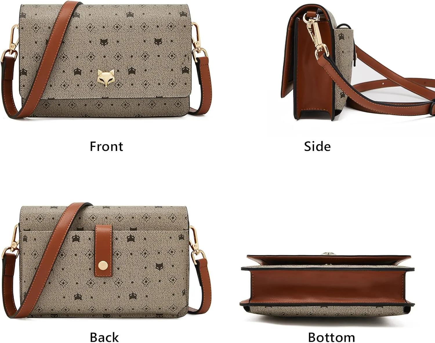 FOXLOVER Small Crossbody Bag for Women PVC Leather Cell Phone Holder Credit Card Slot Shoulder Bag Purse Lightweight Handbags