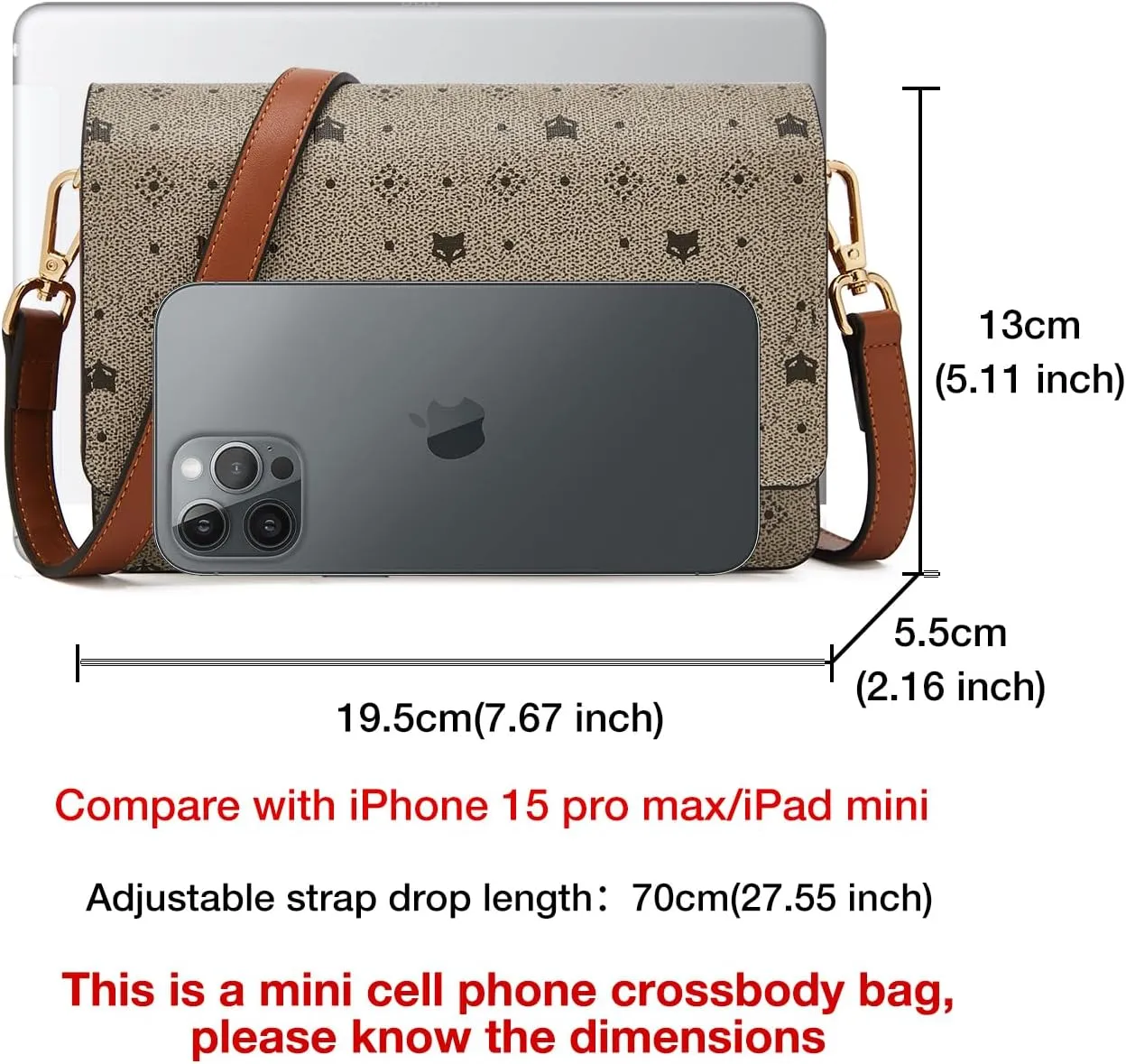 FOXLOVER Small Crossbody Bag for Women PVC Leather Cell Phone Holder Credit Card Slot Shoulder Bag Purse Lightweight Handbags