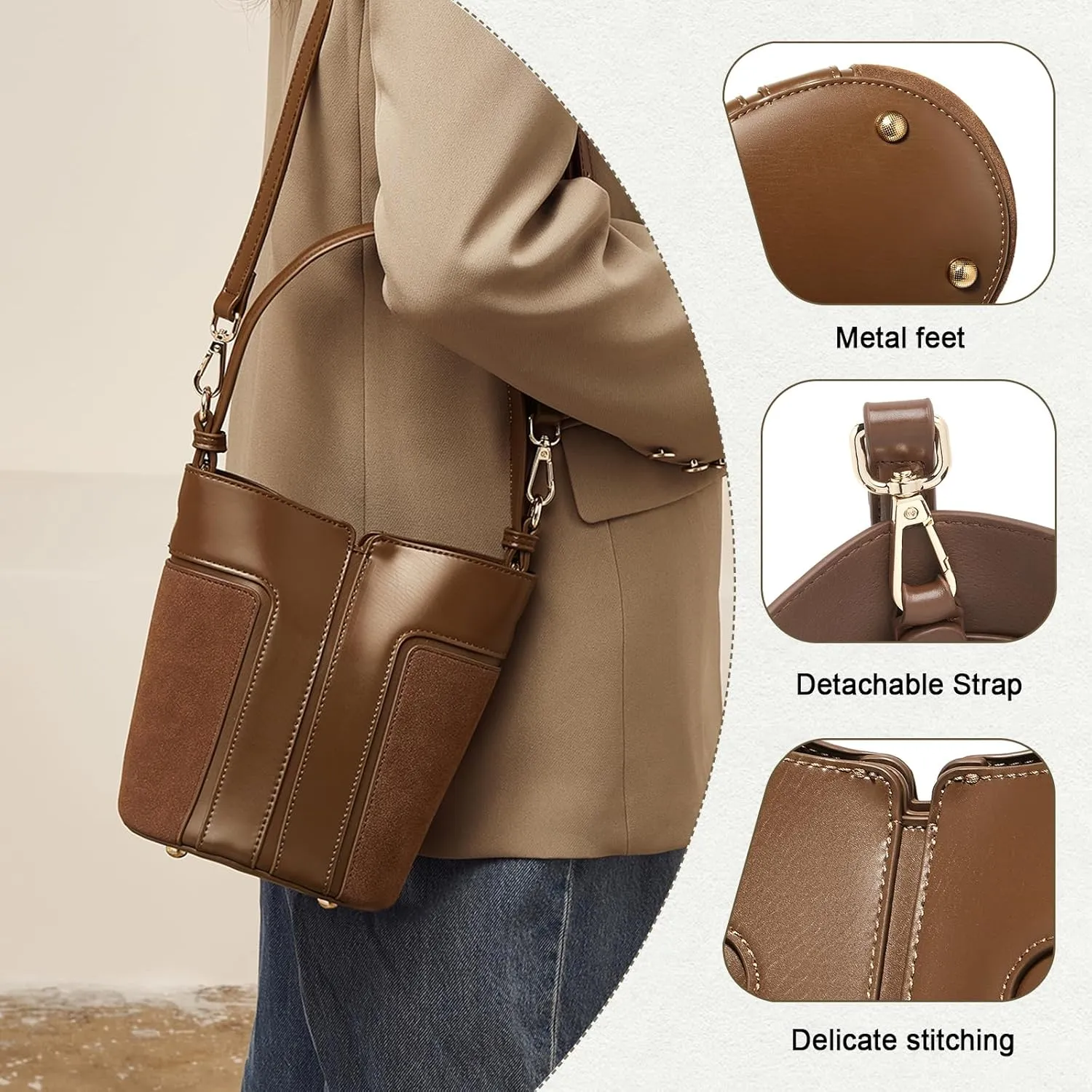 FOXLOVER Small Crossbody Bag for Women PVC Leather Cell Phone Holder Credit Card Slot Shoulder Bag Purse Lightweight Handbags
