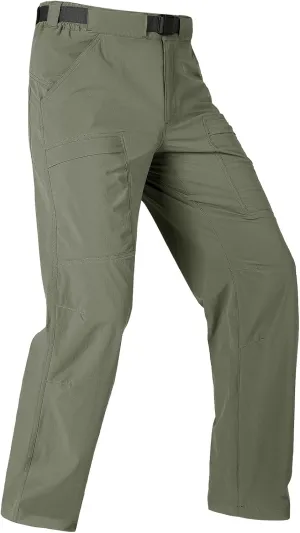 FREE SOLDIER Men's Outdoor Cargo Hiking Pants with Belt Lightweight Waterproof Quick Dry Tactical Pants Nylon Spandex (Sage Green 30W/30L)