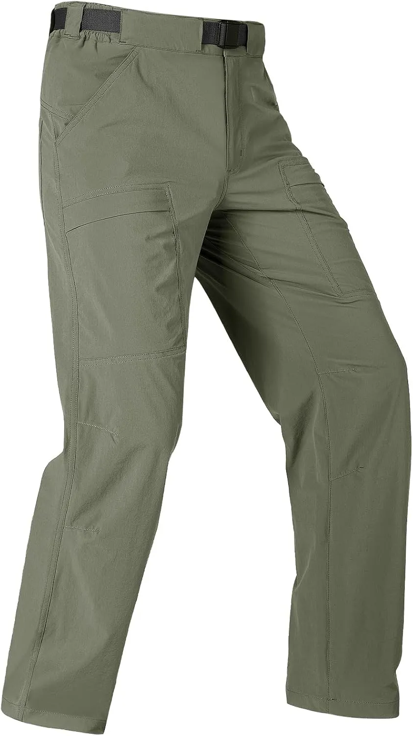FREE SOLDIER Men's Outdoor Cargo Hiking Pants with Belt Lightweight Waterproof Quick Dry Tactical Pants Nylon Spandex (Sage Green 30W/30L)
