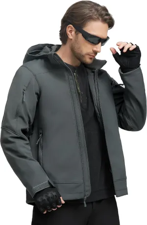 FREE SOLDIER Men's Softshell Hiking Jacket Waterproof Hooded Tactical Hunting Jacket
