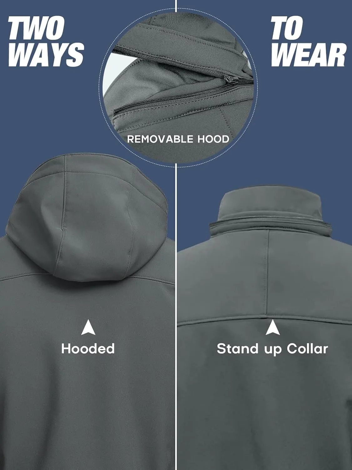 FREE SOLDIER Men's Softshell Hiking Jacket Waterproof Hooded Tactical Hunting Jacket