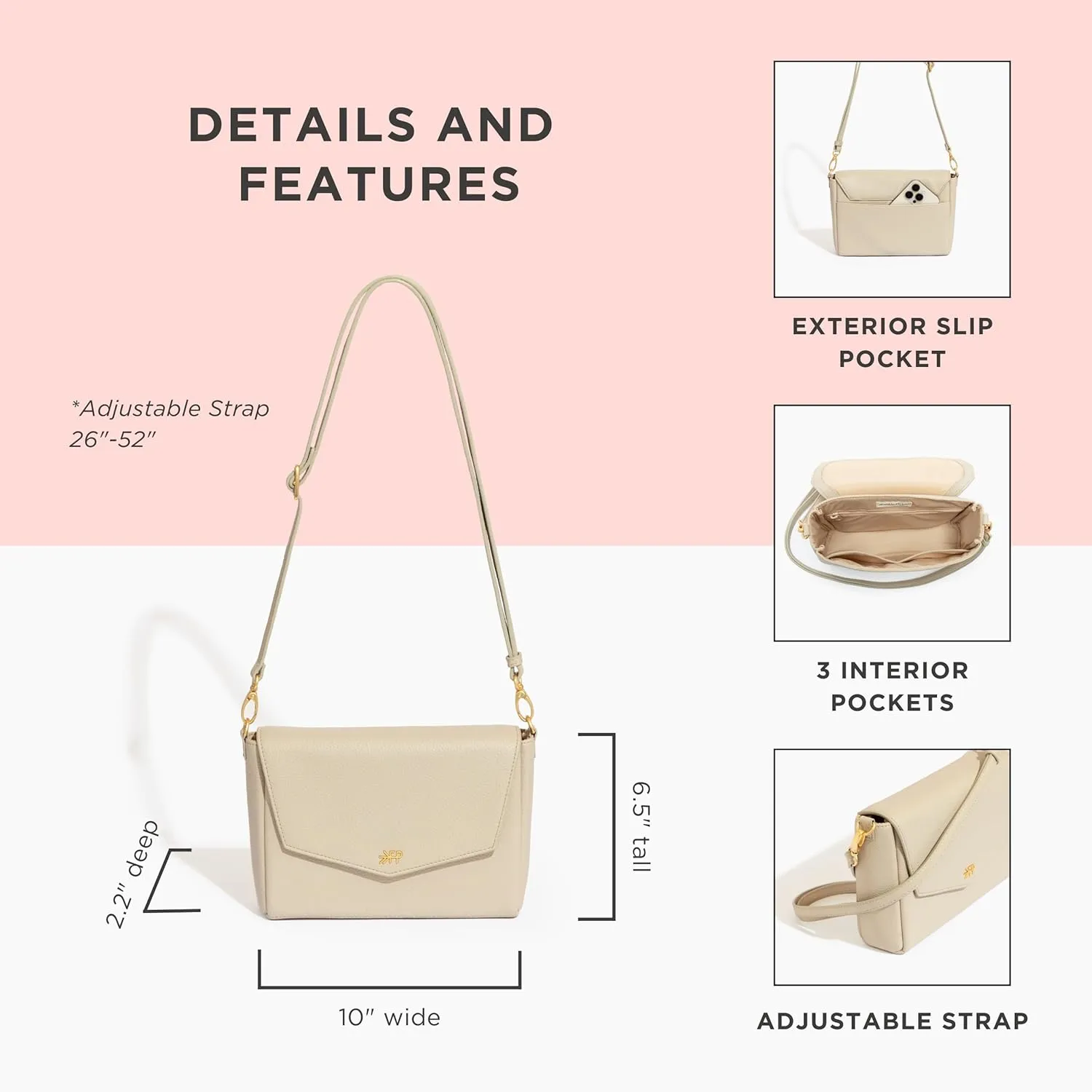 Freshly Picked Classic Crossbody Bag for Women - Stylish Handbag and Crossbody Purse Made with Premium Vegan Leather