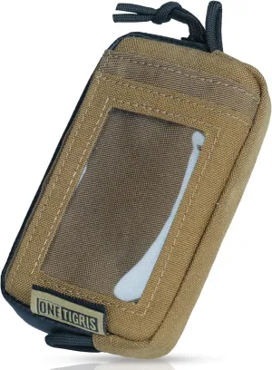 Front Pocket Wallet with Zippers - OneTigris Small Coin Purse Tactical Wallet Nylon Minimalist Wallet for Men Women, Brown