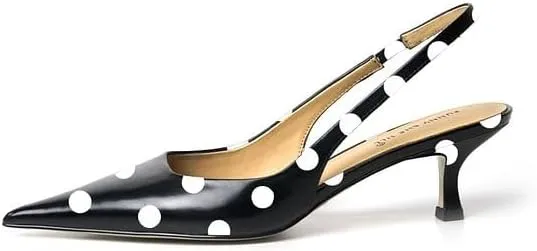 FSJ Women's Mid Kitten Heel Slingback Sandal Pointy Toe Sexy Pumps Comfortable Dress Party Walking Shoes Size 4-15 US