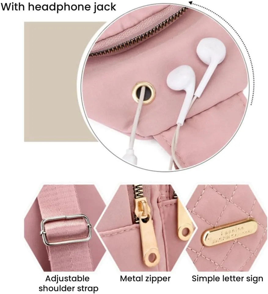 FUNSEED Sling Bag for Women, Large Capacity Waterproof Oxford Cloth Shoulder Crossbody Bag with Headphone Hole