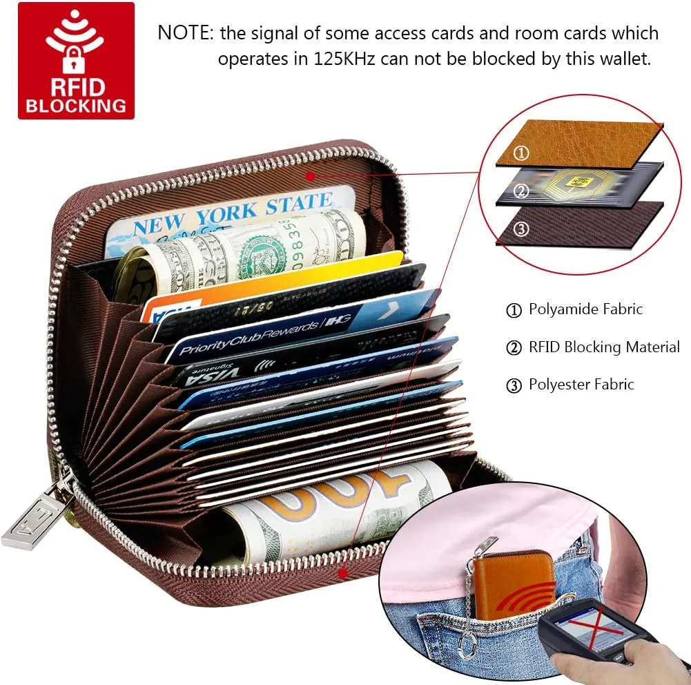 FurArt Credit Card Wallet, Zipper Business Card Holder for Women, RFID Blocking, KeyChain Wallet, Compact Size