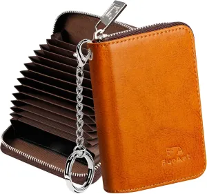 FurArt Credit Card Wallet, Zipper Business Card Holder for Women, RFID Blocking, KeyChain Wallet, Compact Size