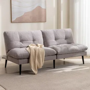 Futon Sofa Bed, Convertible Sleeper Futon Couch Bed Adjustable Backrest Couch Splitback Modern Loveseat Small Sofa for Living Room, Apartment, Office, Bedroom, Grey