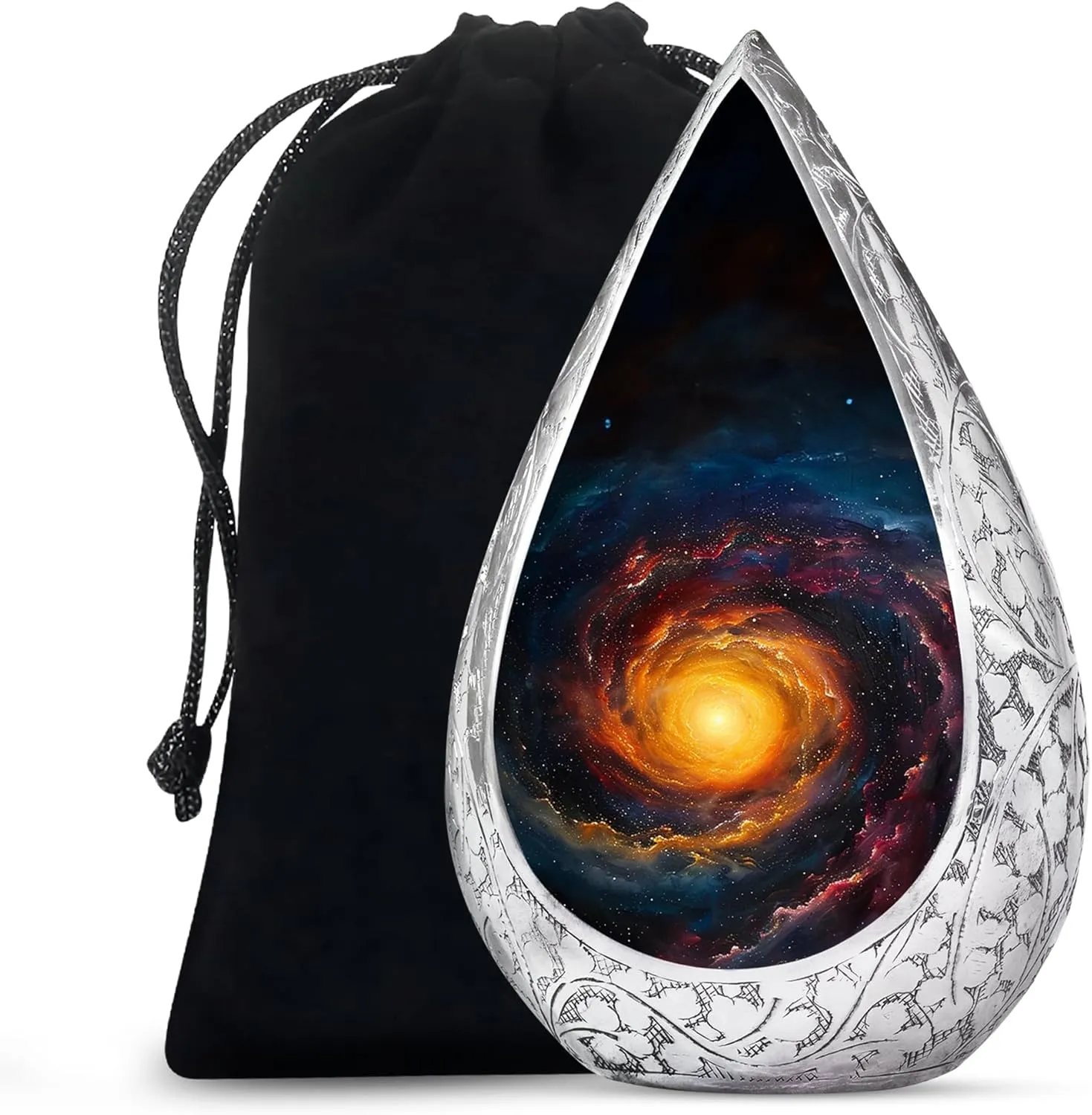 Galaxy Decorative Urns for Human Ashes Adult Man and Women 10 Inch - Burial Cremation Urns for Human Ashes - Drop Large Urn for Adult Male - Funeral Urn for Remains with Velvet Bag