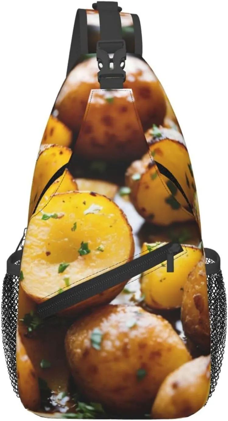 Garden Potatoes Print Diagonally Sling Bag Cross Bag Adjustable Strap Compact Crossbody Bag Travel Bag